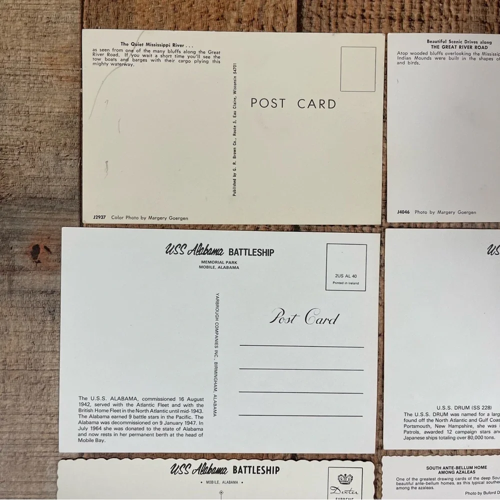 Vintage Alabama Mississippi Postcard Nature Bundle Pack Landscape Ocean Boat